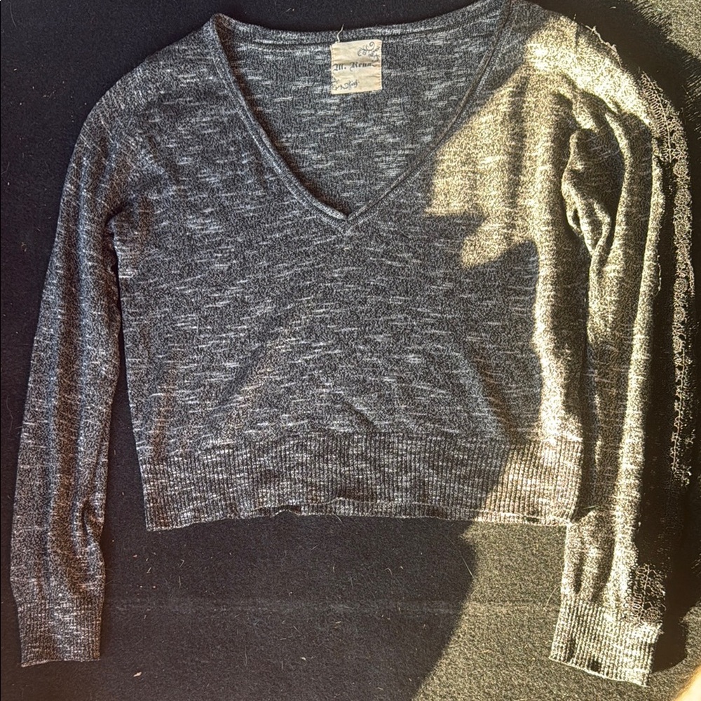 M. Rena Charcoal Cropped Knit Top